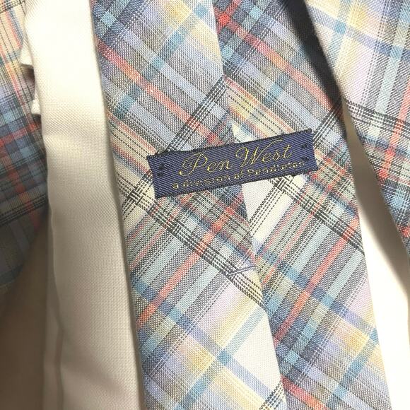 Vintage Pendleton Pen West Spring Plaid Men’s Tie 56”x3” Pastel Easter Blended - Picture 4 of 7